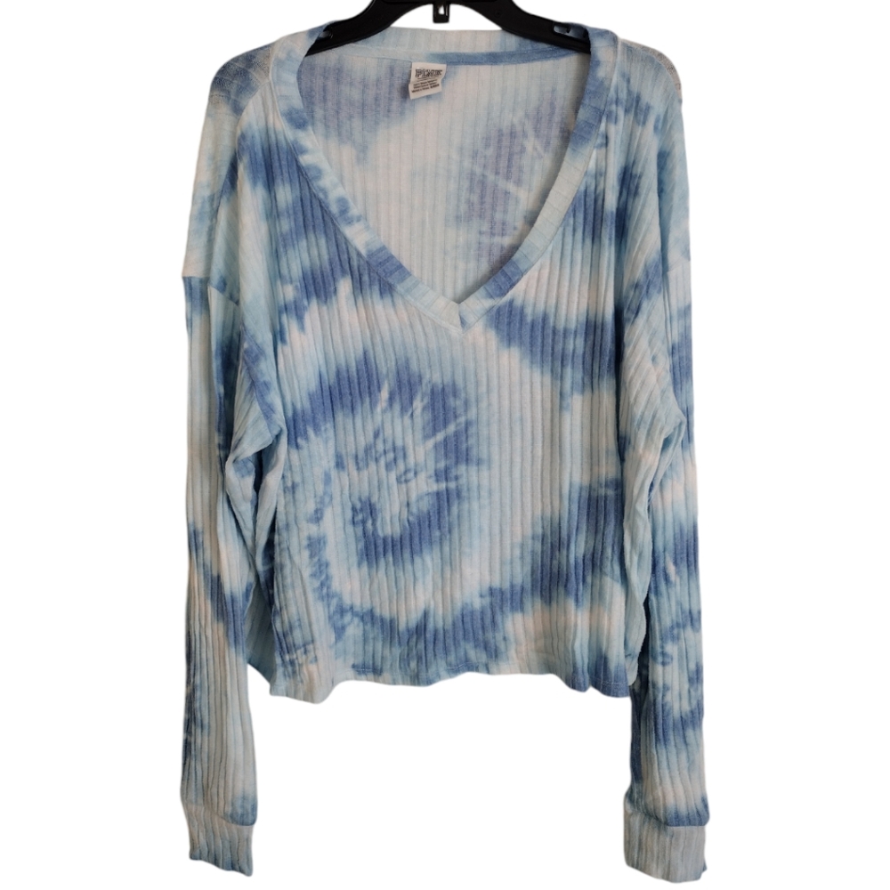 Pink Victoria's Secret blue & tie dyed long sleeve shirt size large